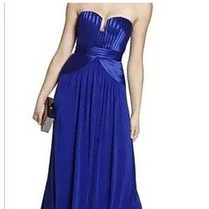 BCBG Blue Tasha Strapless Gown Fitted Bodice Back Zipper Floor Length Size M
